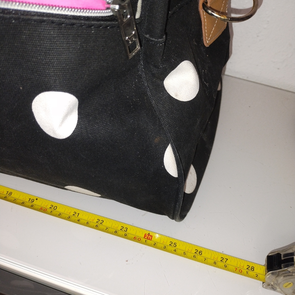 Vintage PINK Victoria's Secret Black and White Polka Dot Large Duffle Bag - Picture 13 of 16